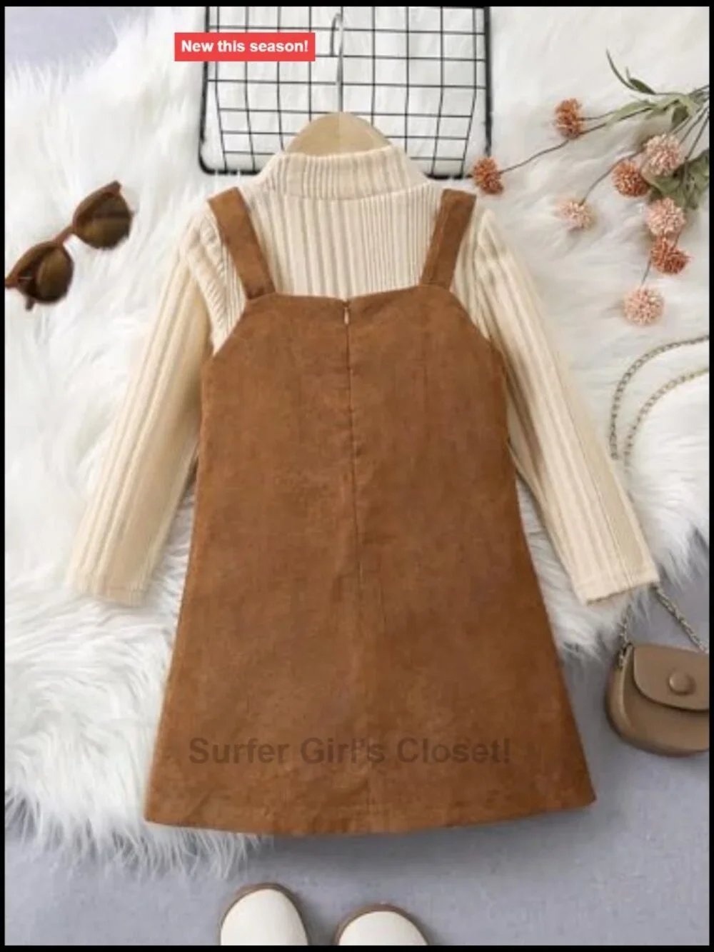 Toddler Girl Mock Neck Long Sleeve Tee & Overall Dress Set Button Front